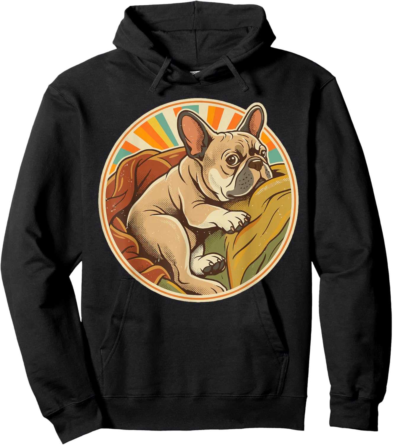 Retro French Bulldog Dog Mom Dog Dad Funny Frenchie Hoodie - Hoodie | Black
