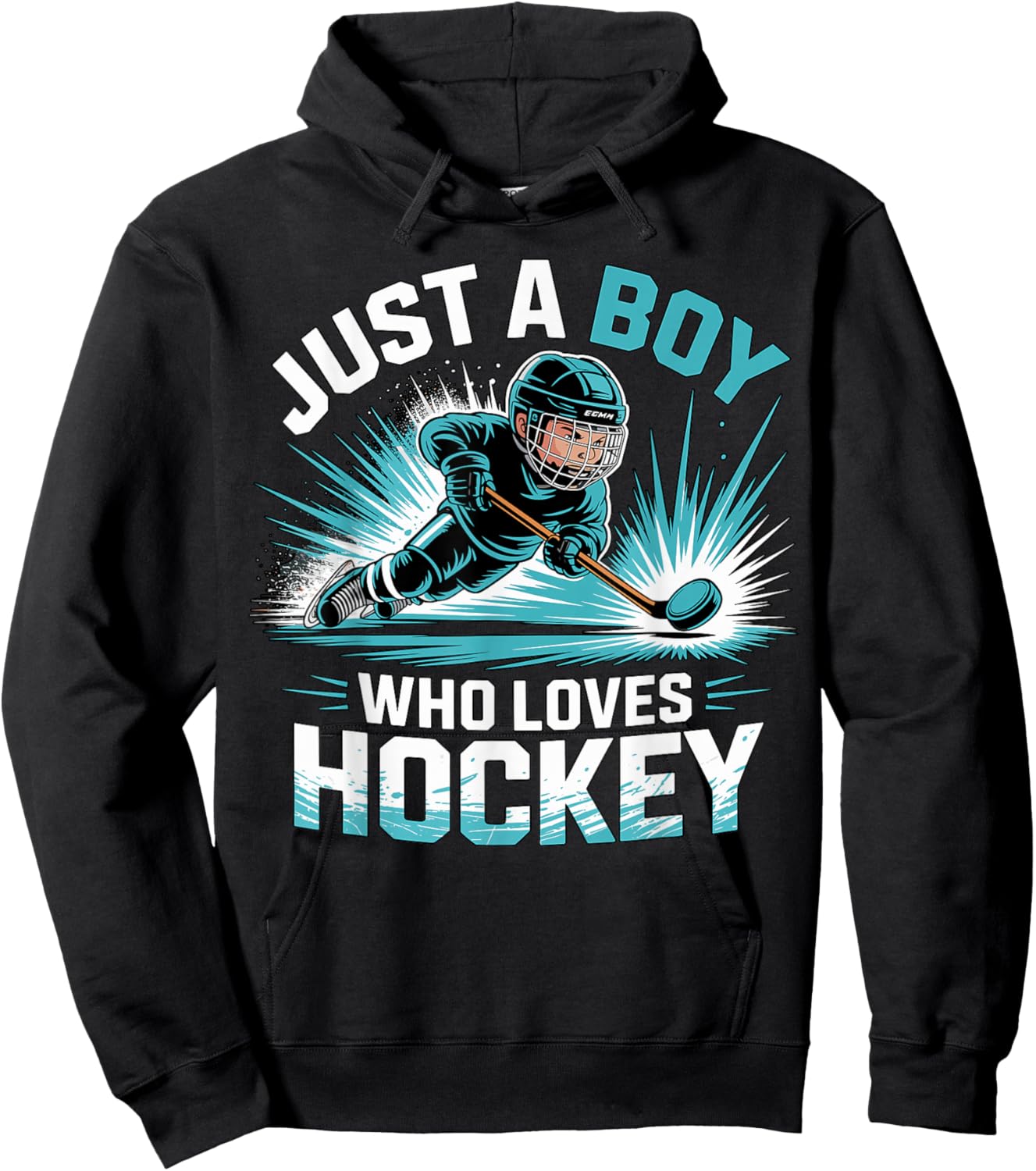 Just A Boy Who Loves Hockey Hoodie - Hoodie | Black