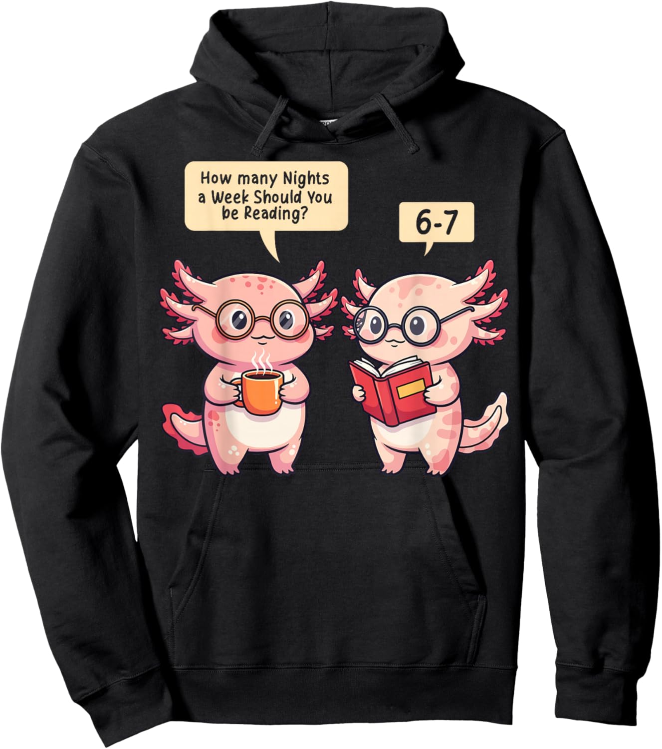 How Many Nights Reading Axolotl Book Lover Cat Reader Hoodie - Hoodie | Black
