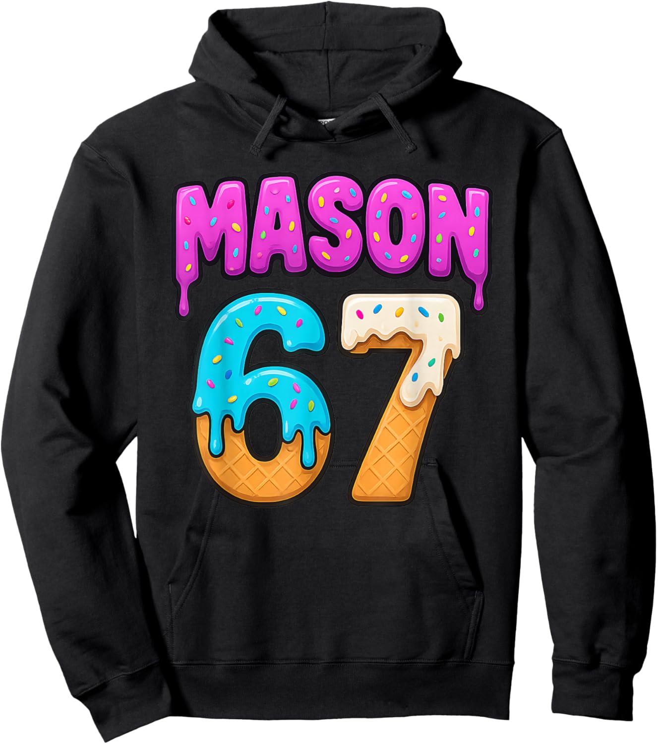 Mason 67 Ice Cream Drip Funny Meme Six Seven Dripping Sport Hoodie - Hoodie | Black