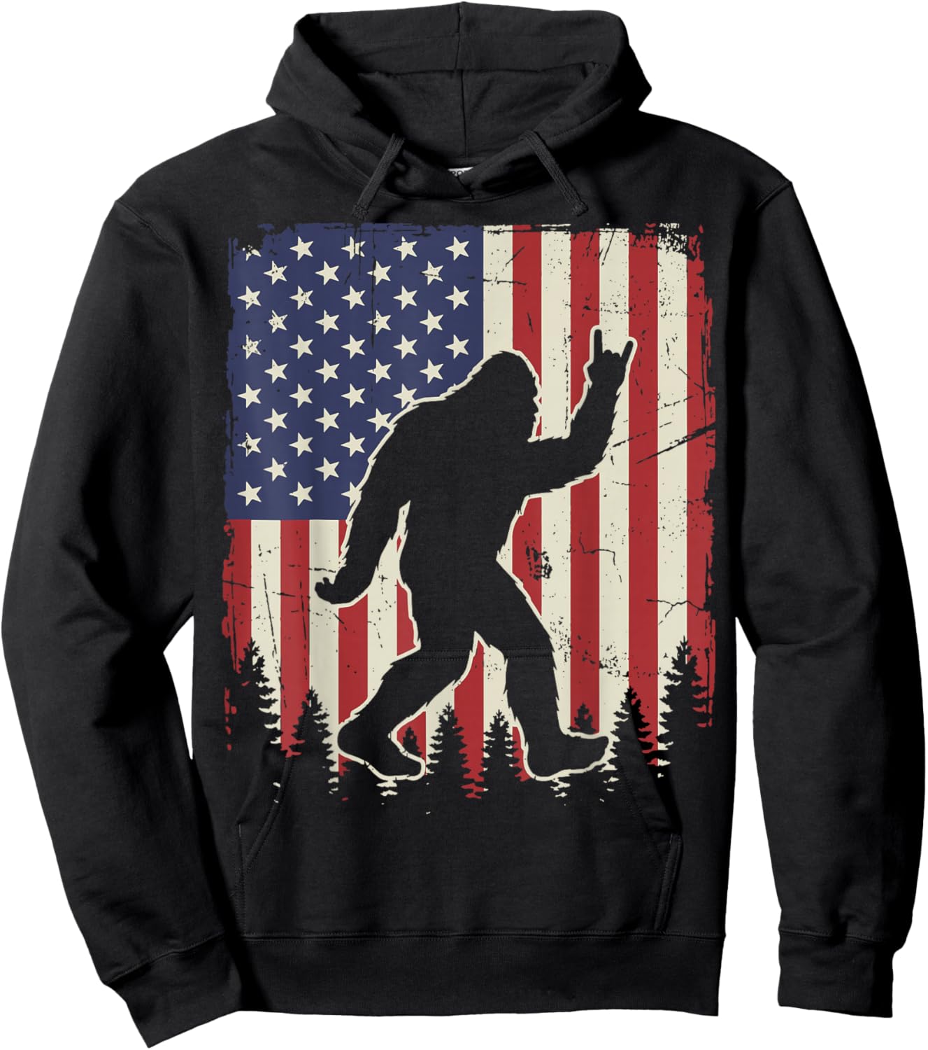 Bigfoot USA Flag Hoodie - Hoodie | Black