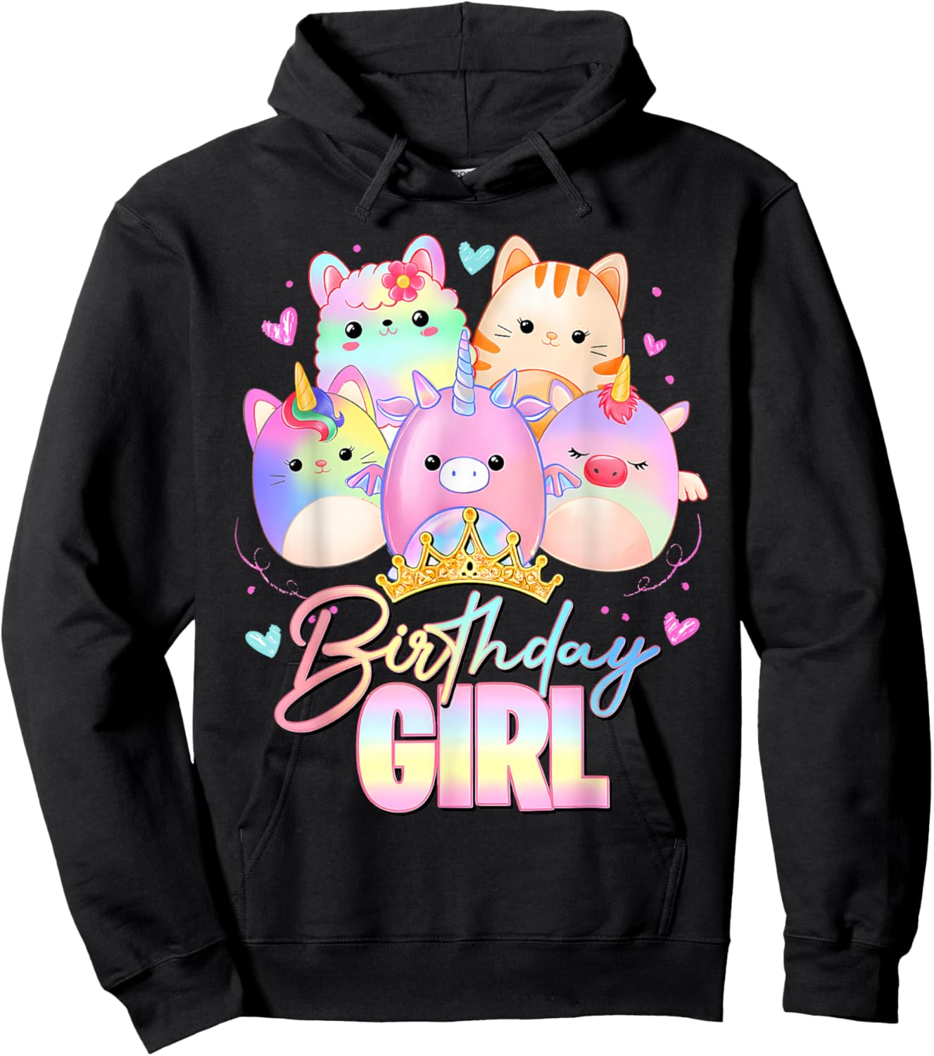 Cute Birthday Girl Squish Squad Funny Birthday Party Costume Hoodie - Hoodie | Black