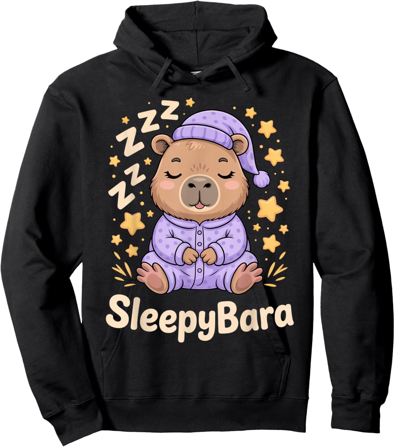 Sleepybara Capybara Pajamas Zzz Bedtime Night Cute Kawaii Hoodie - Hoodie | Black
