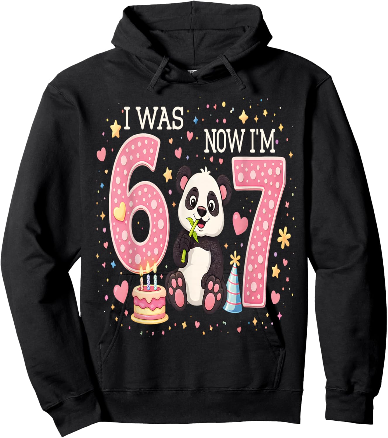 i was 6 Now im 7 Shirt Panda 6 7 Birthday Decorations 6 7 Hoodie - Hoodie | Black