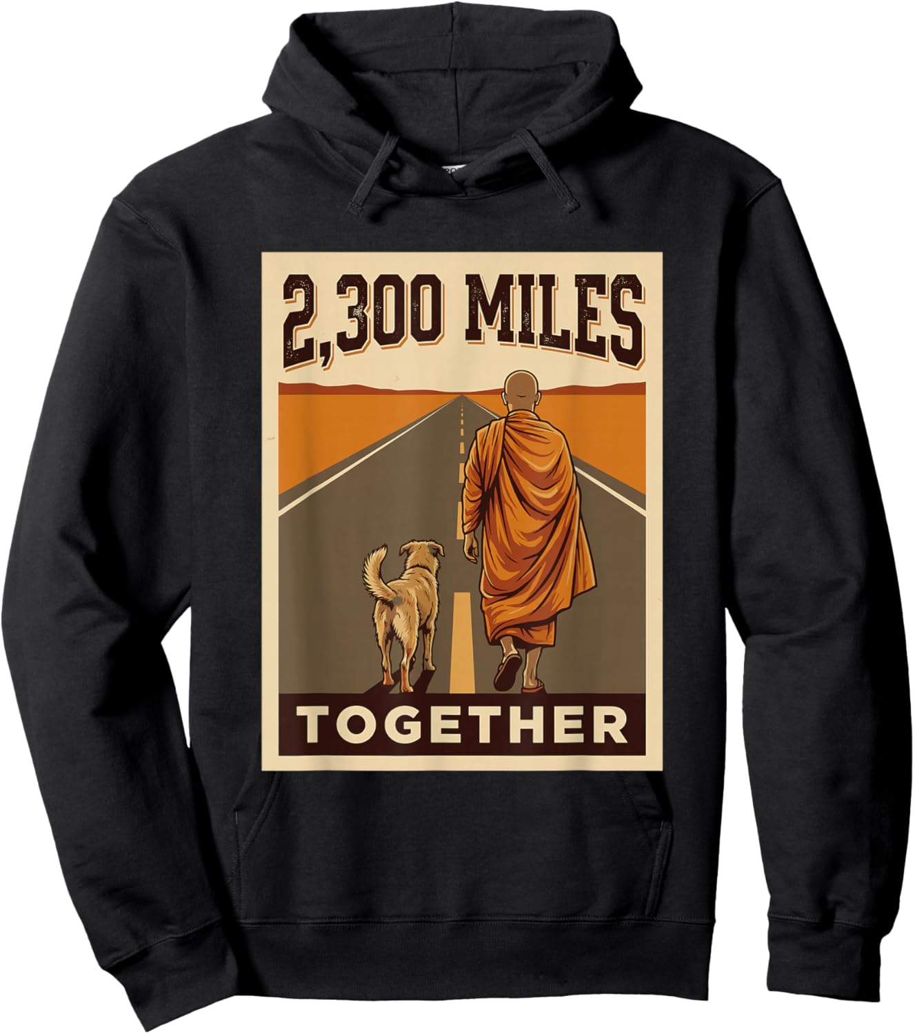 2,300 Miles Together Walk for Peace Monk and Dog Aloka Retro Hoodie - Hoodie | Black