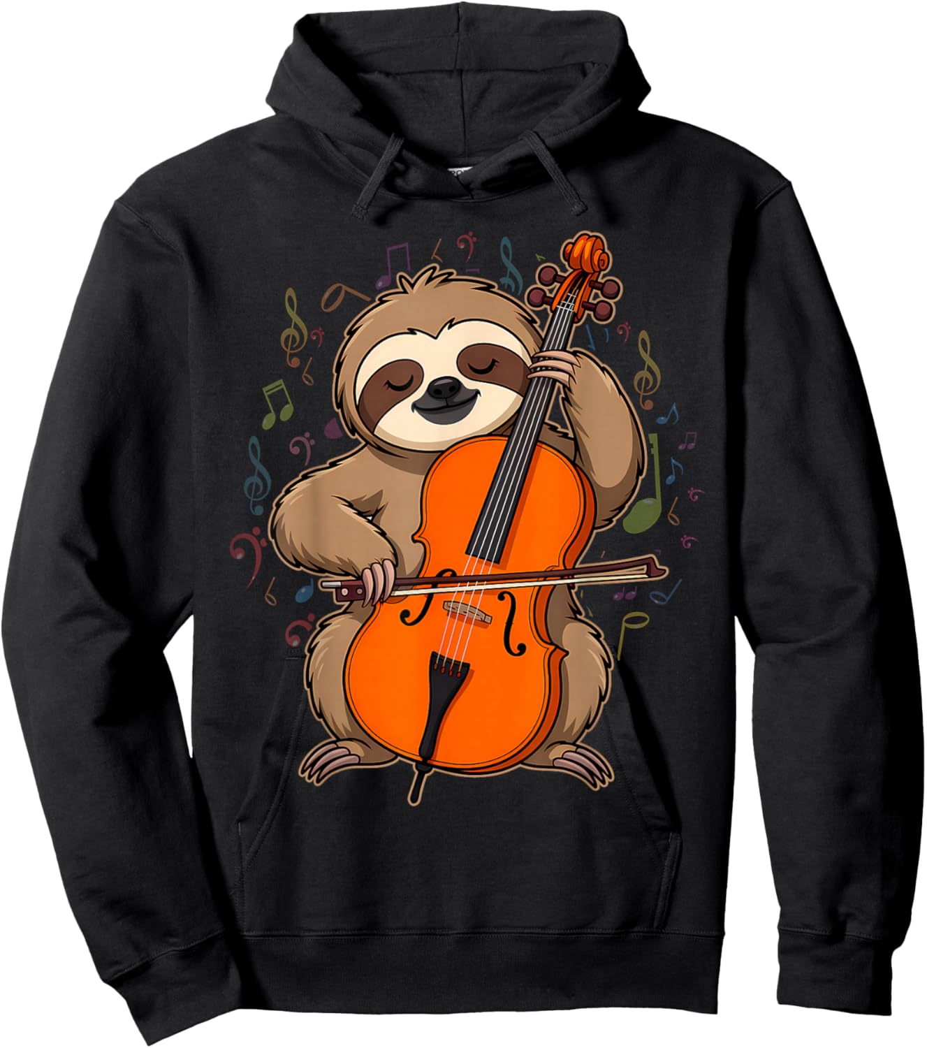 Cellist Sloth Cello Player Orchestra Music Animal Hoodie - Hoodie | Black