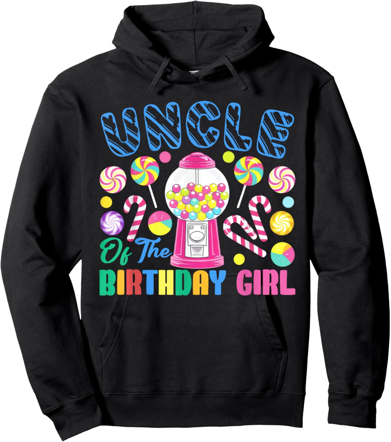 Uncle of The Birthday Girl Candyland Matching Family Hoodie - Hoodie | Black