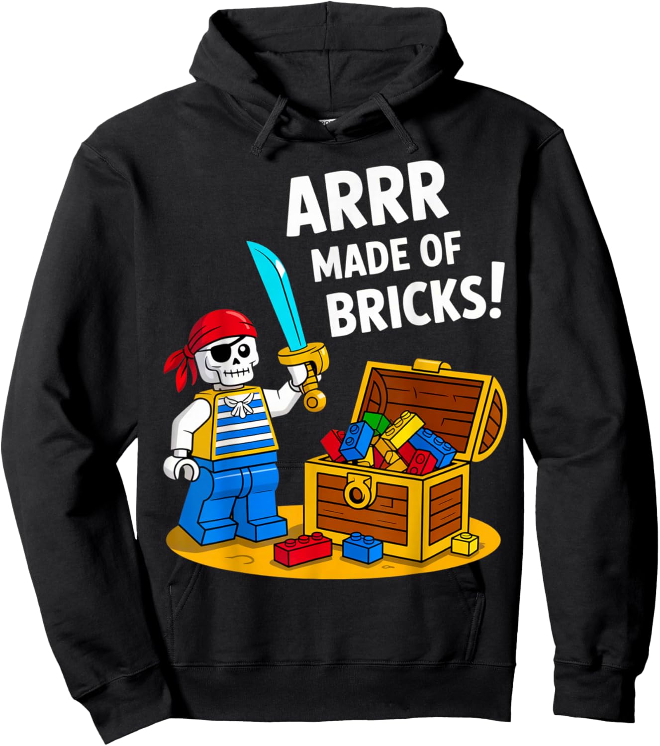 Halloween Bricks Pirate Skeleton Builder Blocks Building Toy Hoodie - Hoodie | Black
