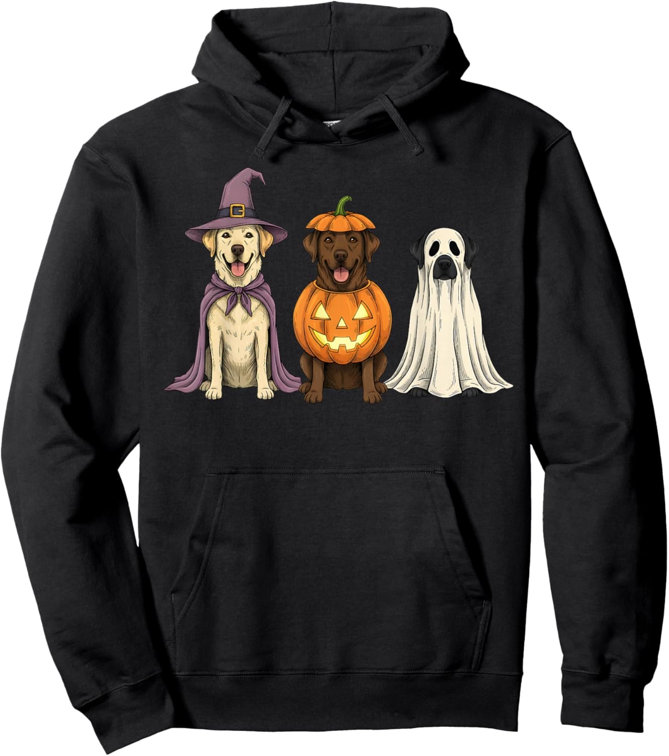 Spooky Ghost Labrador Retriever Pumpkin Halloween Dog Lover Hoodie - Hoodie | Black