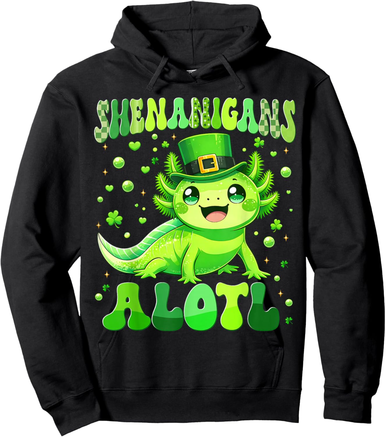 Funny Shenanigans Alotl Axolotl St Patricks Day Boy Kid Hoodie - Hoodie | Black