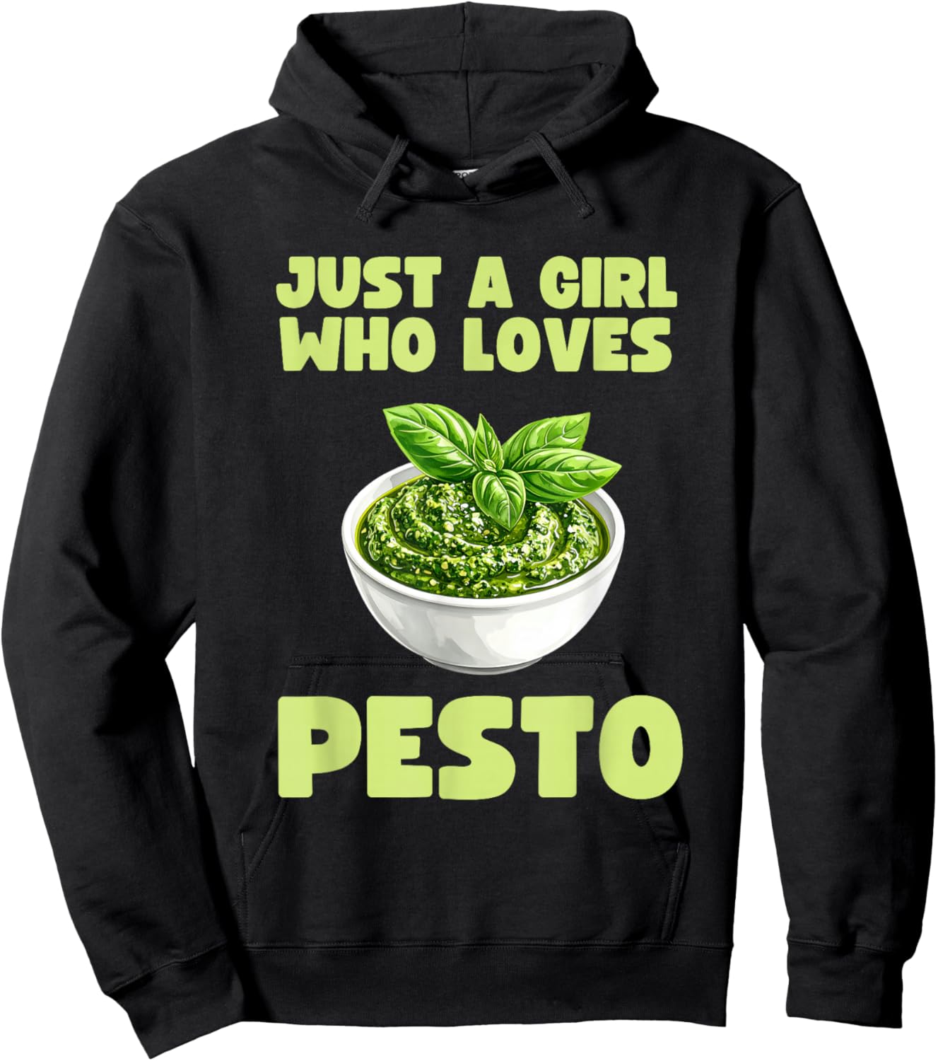 Just A Girl Who Loves Pesto Basil Pasta Italian Adult Kids Hoodie - Hoodie | Black