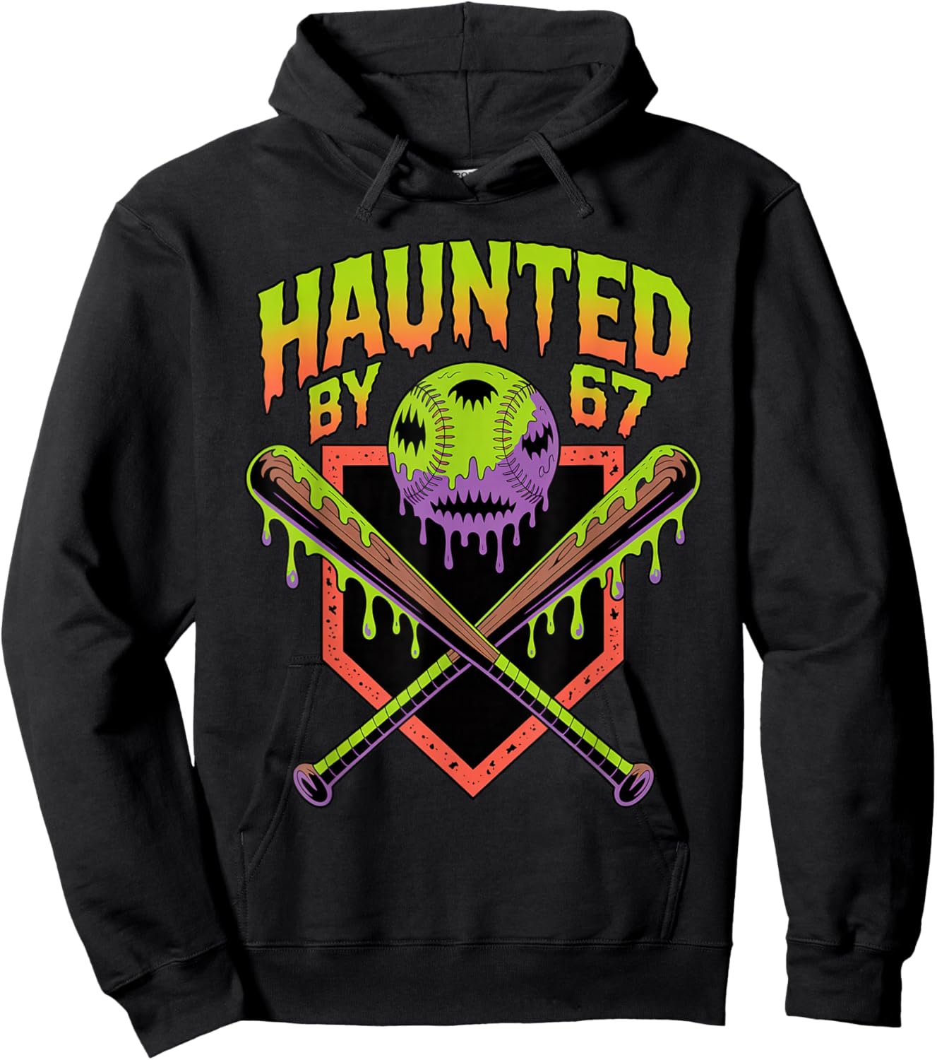 Funny Halloween Haunted by 67 Spooky Baseball Halloween Hoodie - Hoodie | Black