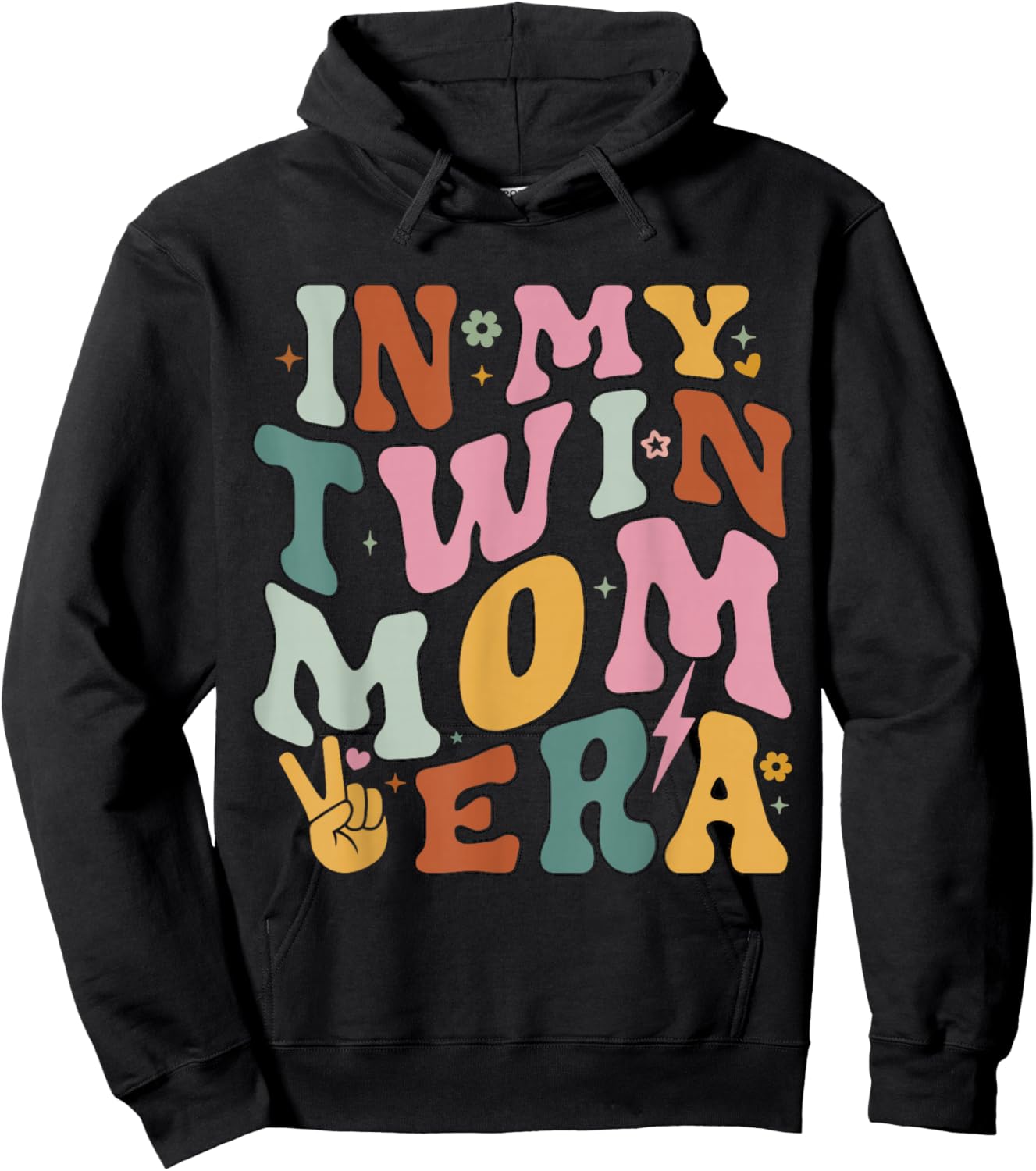in My Twin Mom Era Funny Mama Pregnancy Announcement Hoodie - Hoodie | Black