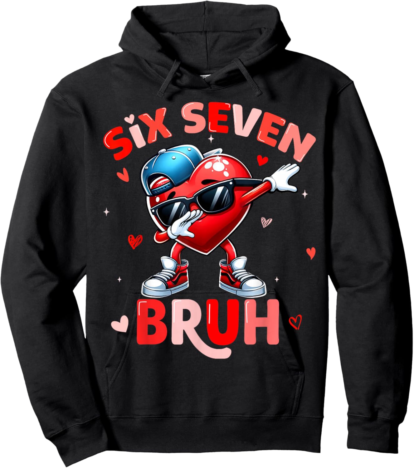 67 Meme 6 7 Heart Dabbing Six Seven Valentines Day Boys Kids Hoodie - Hoodie | Black