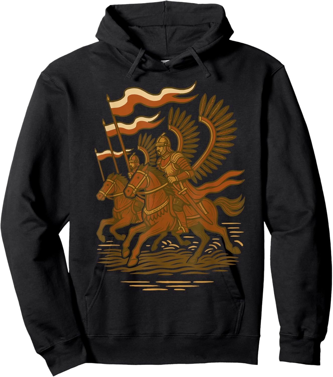 Polish Winged Hussars Charge Medieval Battle Art Hoodie - Hoodie | Black