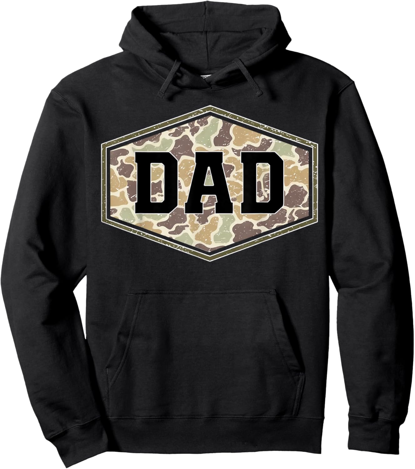 Retro Varsity Camo Dad Duck Hunting Camouflage Father’s Day Hoodie - Hoodie | Black