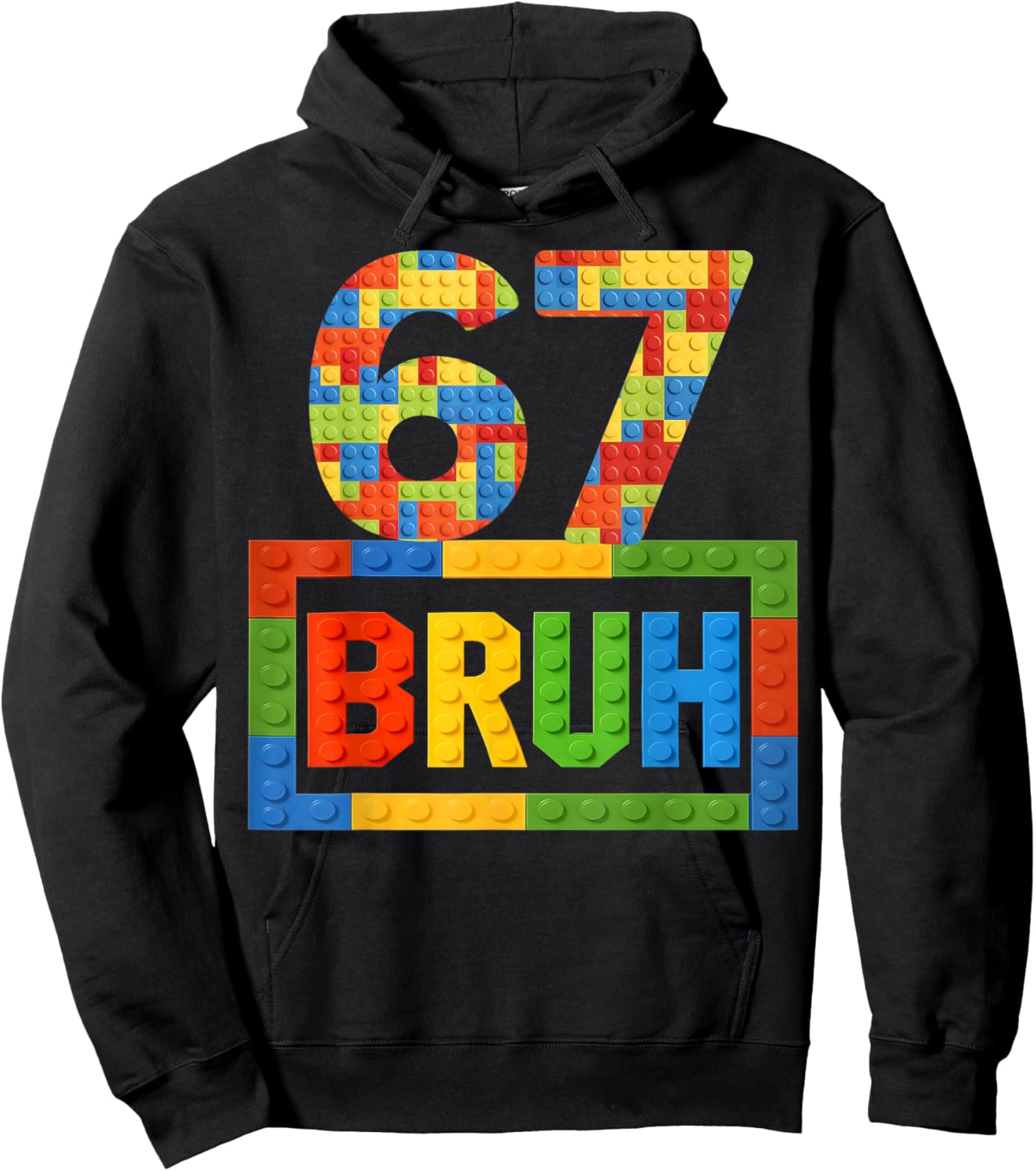 Meme Six Seven 67 Bruh Building Blocks Gift Kids Boys Hoodie - Hoodie | Black