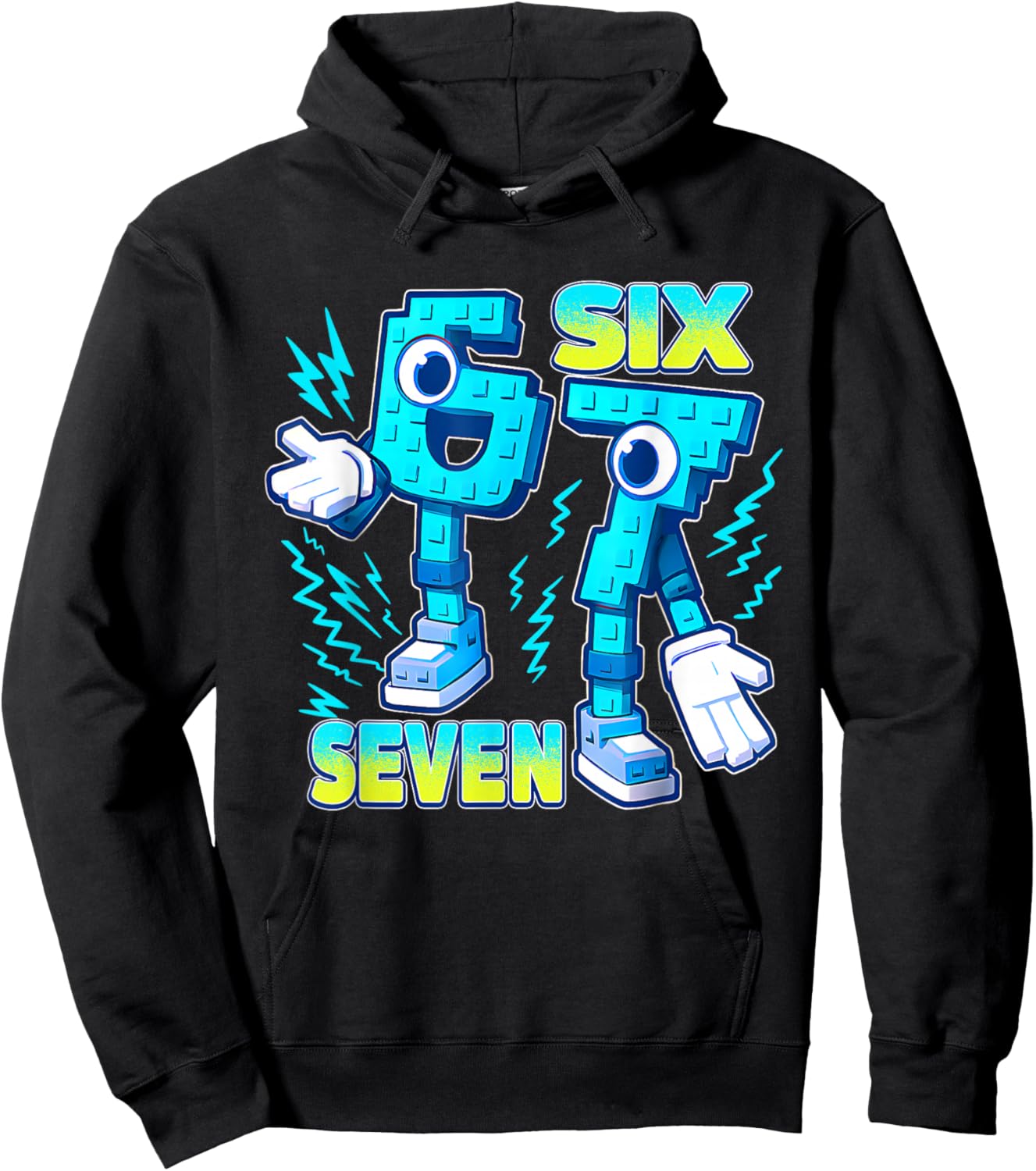 67 Six Seven 6-7 - Funny Italian Brainrot Kids Gaming Meme Hoodie - Hoodie | Black