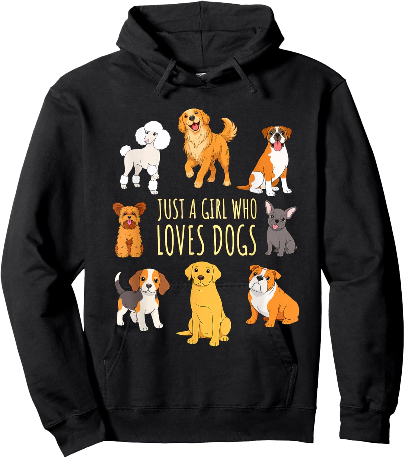 Just A Girl Who Loves Dogs Cute Puppy Lover Design Hoodie - Hoodie | Black