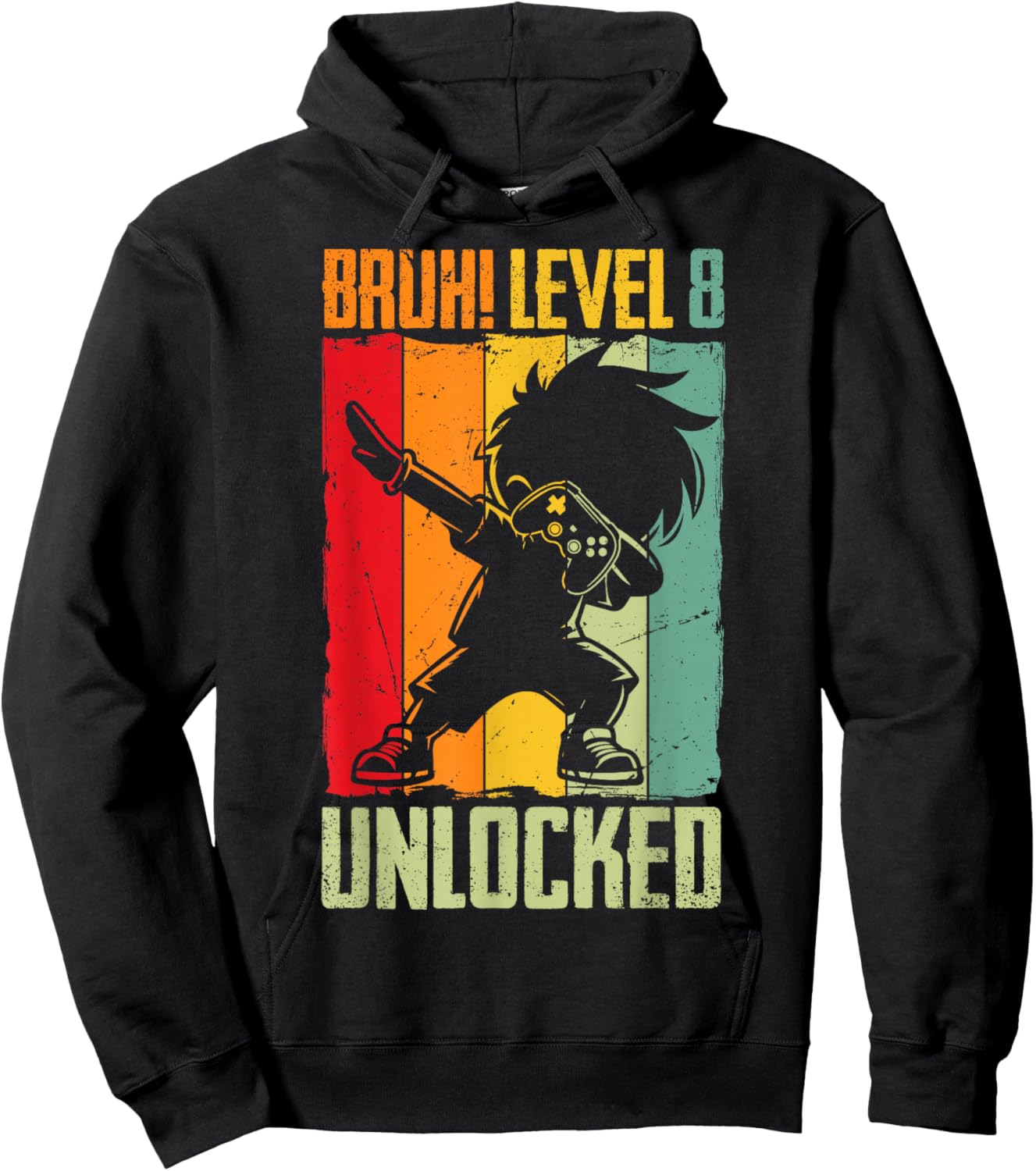 Bruh Level 8 Unlocked 8 Year Old 8th Birthday Dabbing Boy Hoodie - Hoodie | Black
