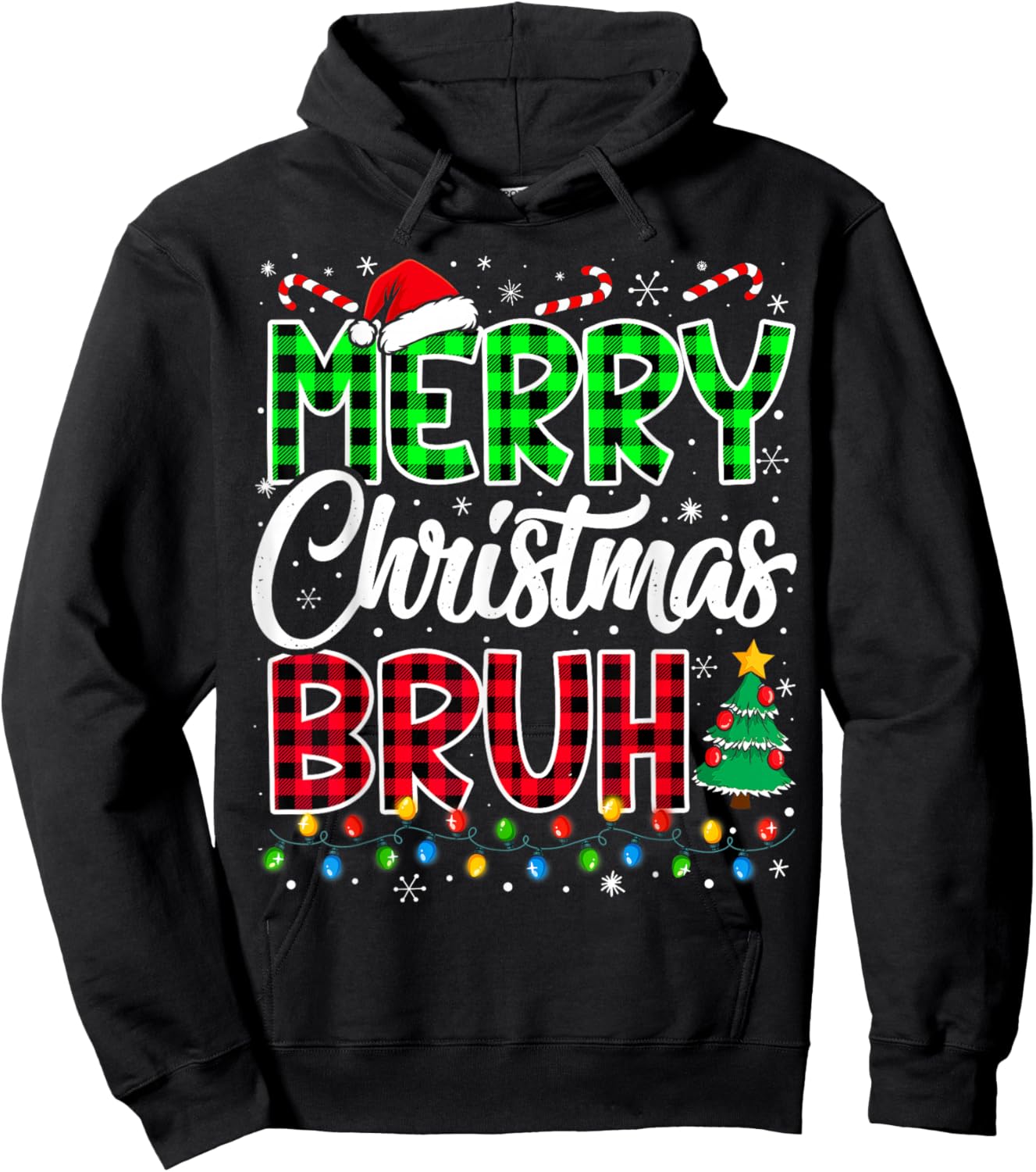 Bruh Christmas Kids Teens Boys Funny Christmas Humor Meme Hoodie - Hoodie | Black