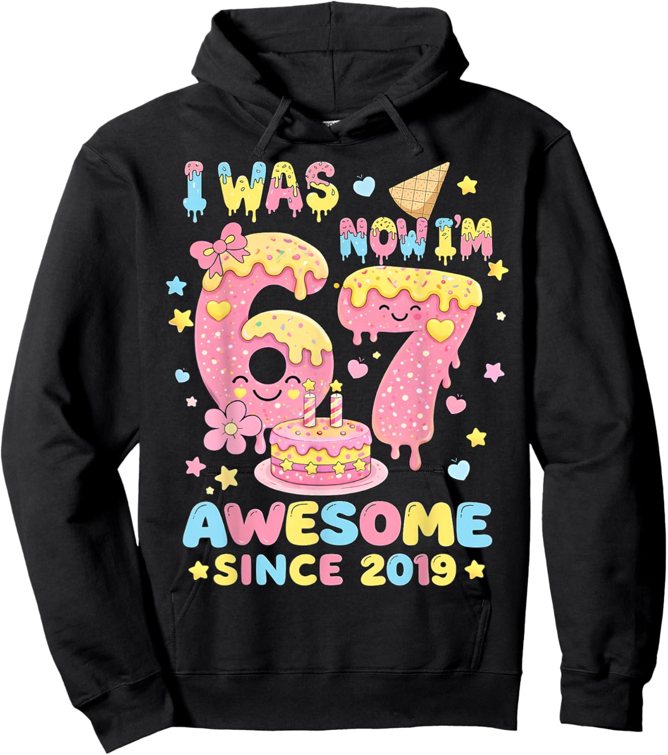 I was 6 Now I'm 7 Birthday Girl Gift Boys Girls Kid Hoodie - Hoodie | Black