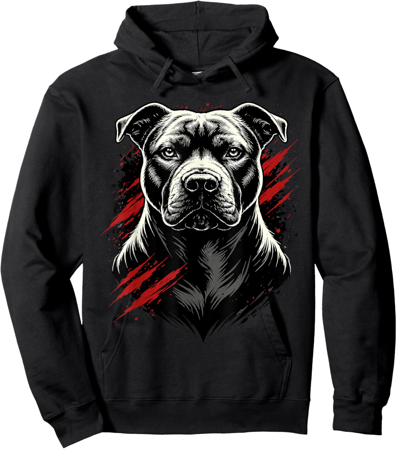 Pitbull Portrait Grunge Splatter American Bully Ink Style Hoodie - Hoodie | Black