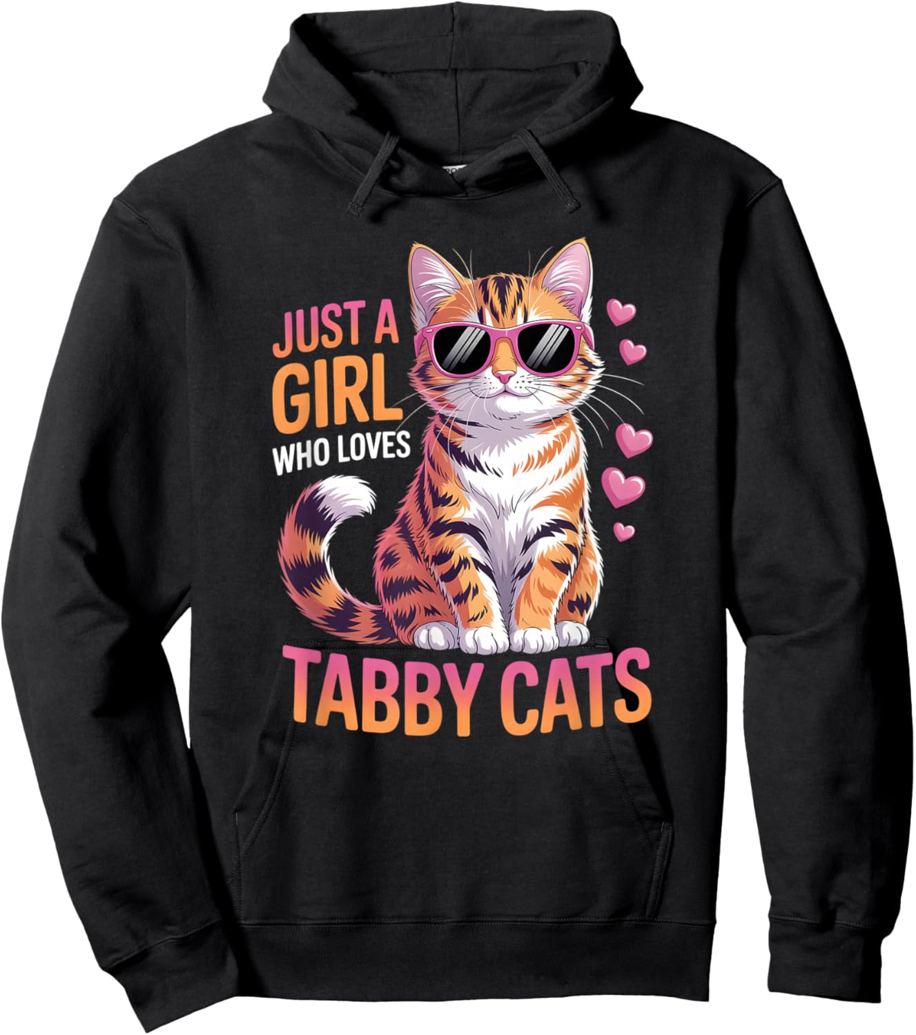 Girls Tabby Cat Hoodie - Hoodie | Black