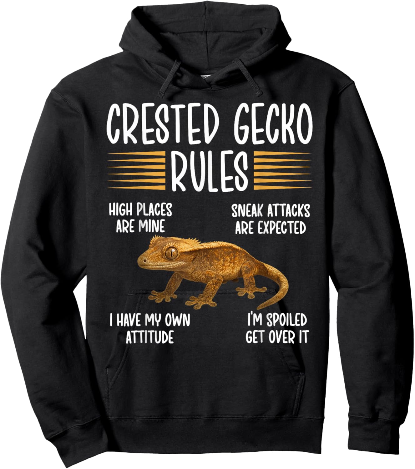 Crested Gecko Rules Crestie Owner Crested Gecko Lover Hoodie - Hoodie | Black