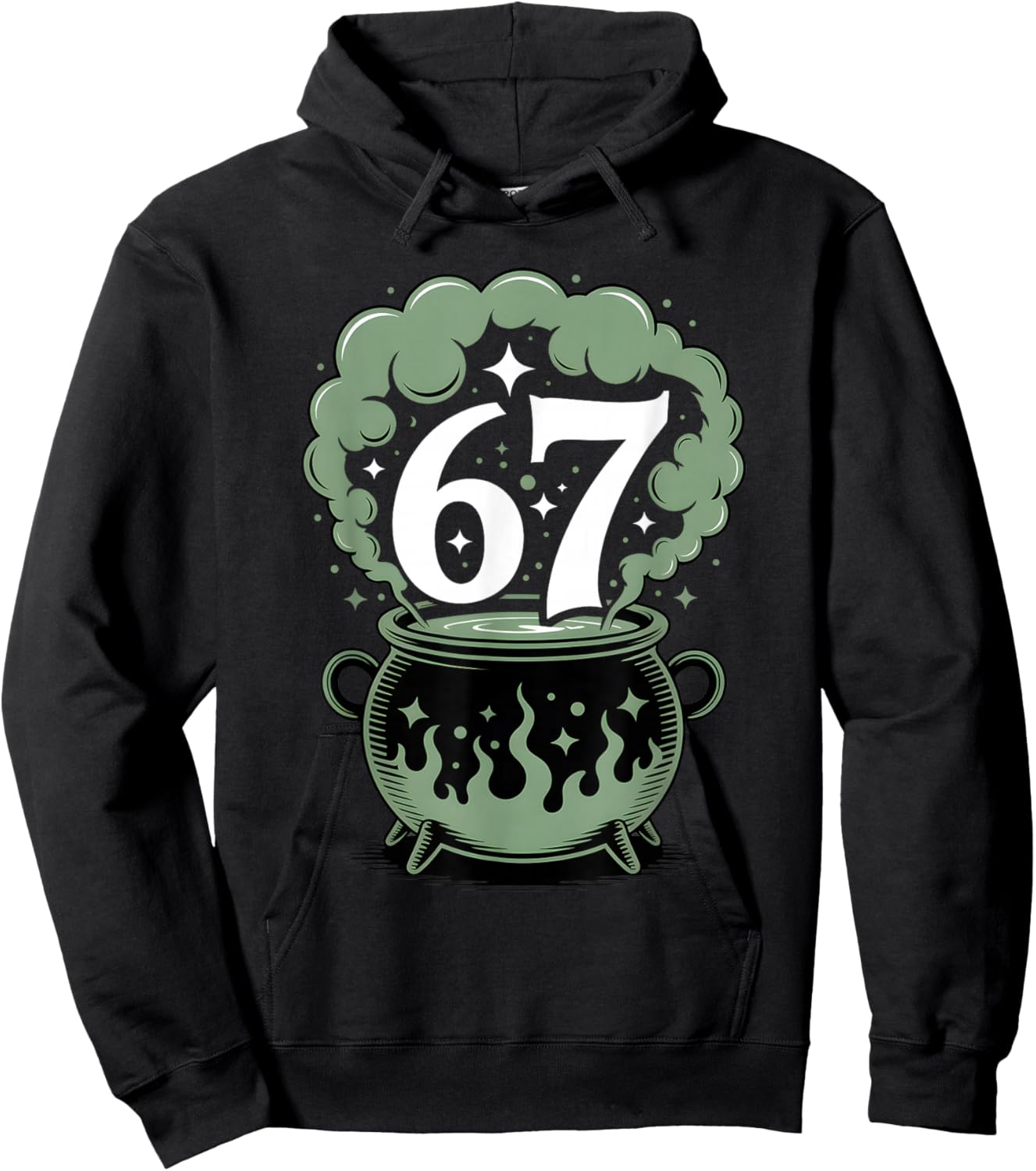 Witch Six Seven 6 7 Halloween Brainrot Meme 67 Funny Hoodie - Hoodie | Black