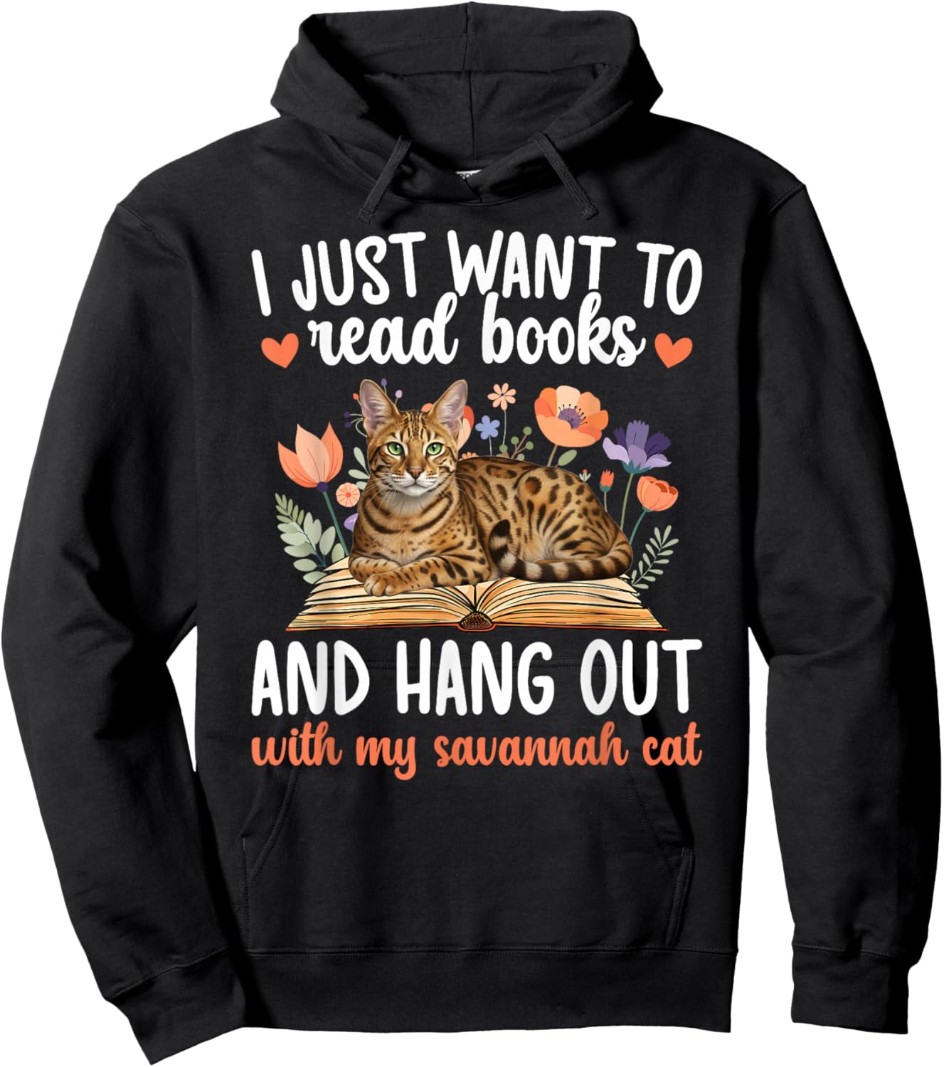 Books and My Savannah Cat Owner Savannah Cat Lover Hoodie - Hoodie | Black