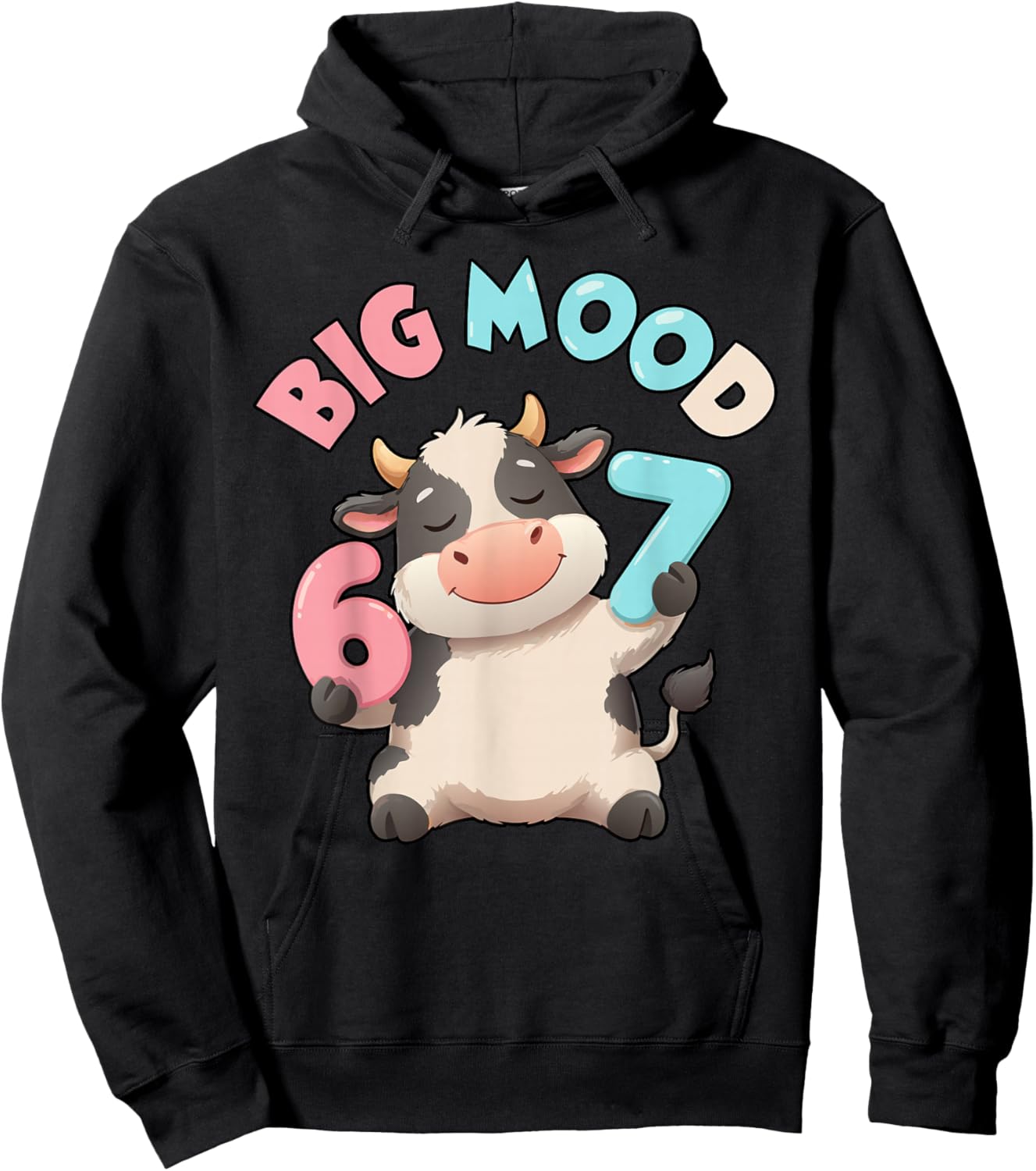 67 Cow Pun Six Seven Meme Moo Gen Z Alpha Humorous Farm Hoodie - Hoodie | Black