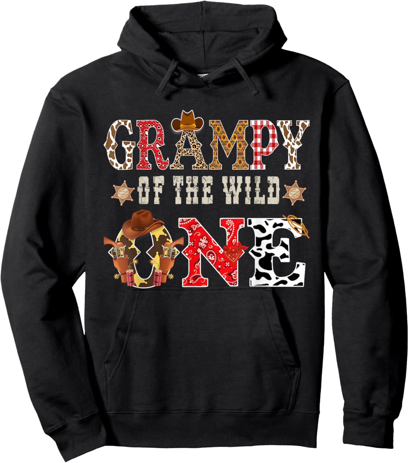Grampy of The Wild One Cowboy Western Rodeo Party Matching Hoodie - Hoodie | Black