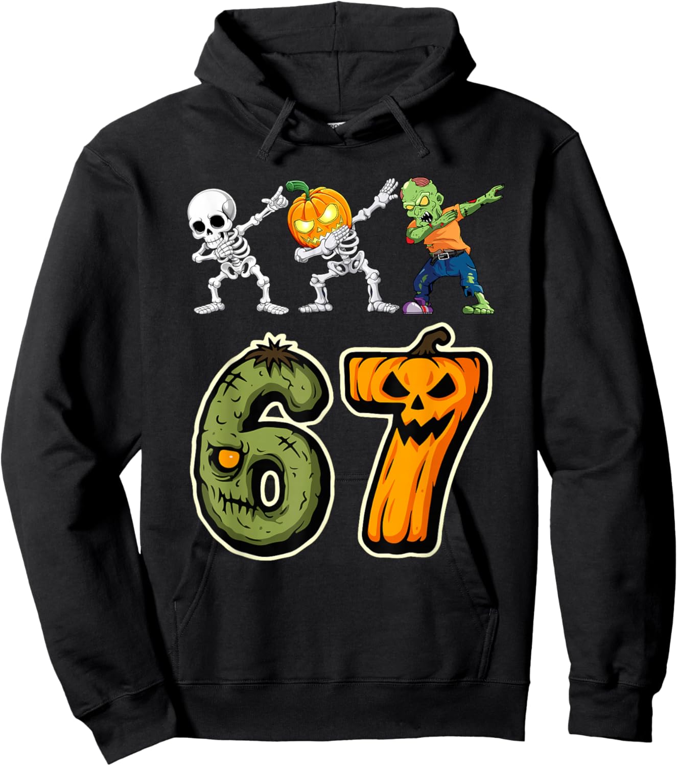 Dabbing Halloween Boys Six Seven 67 Meme Funny Kids Costume Hoodie - Hoodie | Black
