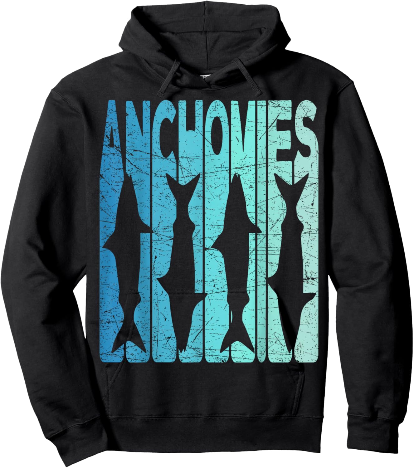 Anchovies Vintage Anchovies Fishing Retro Seafood Hoodie - Hoodie | Black