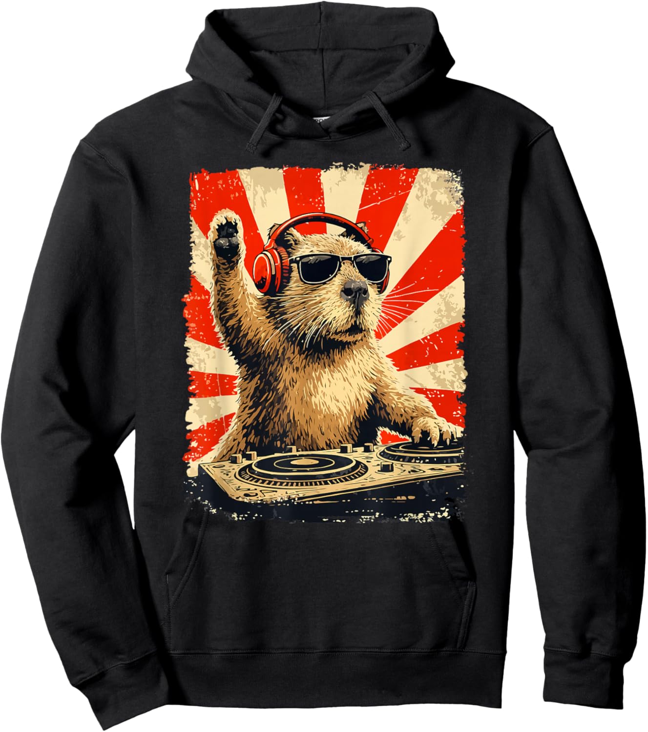 DJ Capybara Disco Sound Tech Headphone Music Capybara Gifts Hoodie - Hoodie | Black