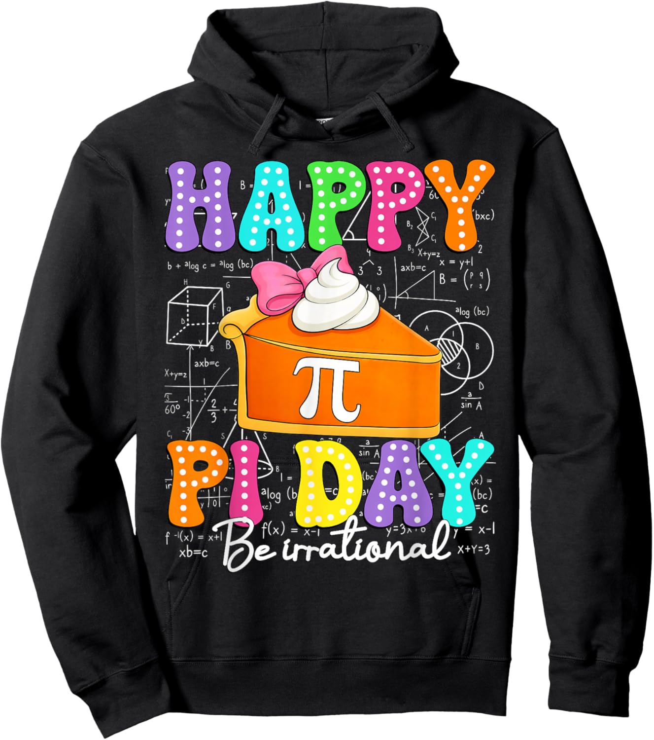 Happy Pi Day Be Irrational Funny Math Lover Coquette Bow Kid Hoodie - Hoodie | Black