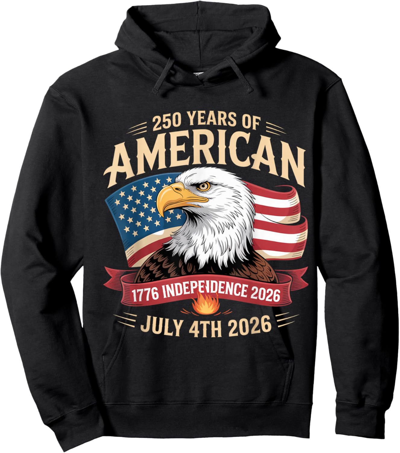 Years of Freedom American Flag Design 250 Celebration 2026 Hoodie - Hoodie | Black