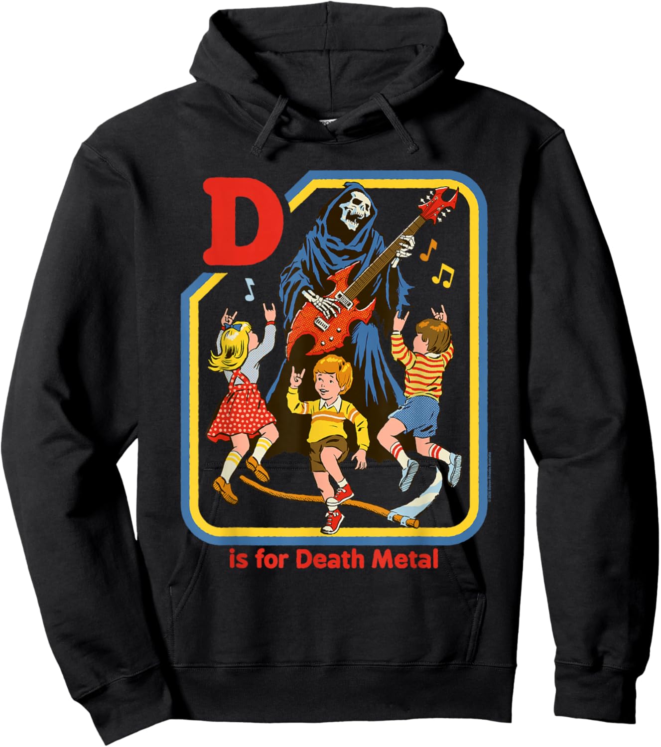 Steven Rhodes D is for Death Metal Grim Reaper Retro Humor Hoodie - Hoodie | Black