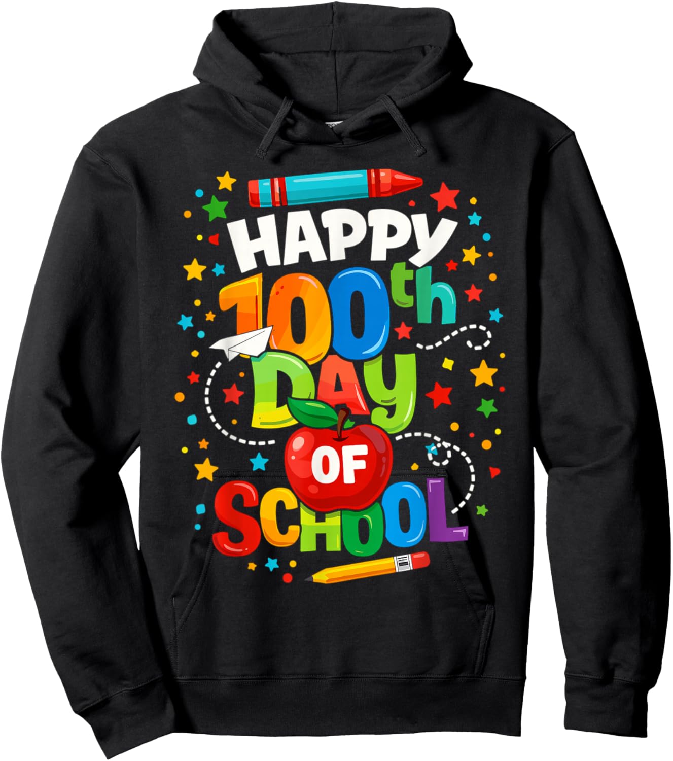 Happy 100th Day of School Cute for Kids Students Teachers Hoodie - Hoodie | Black