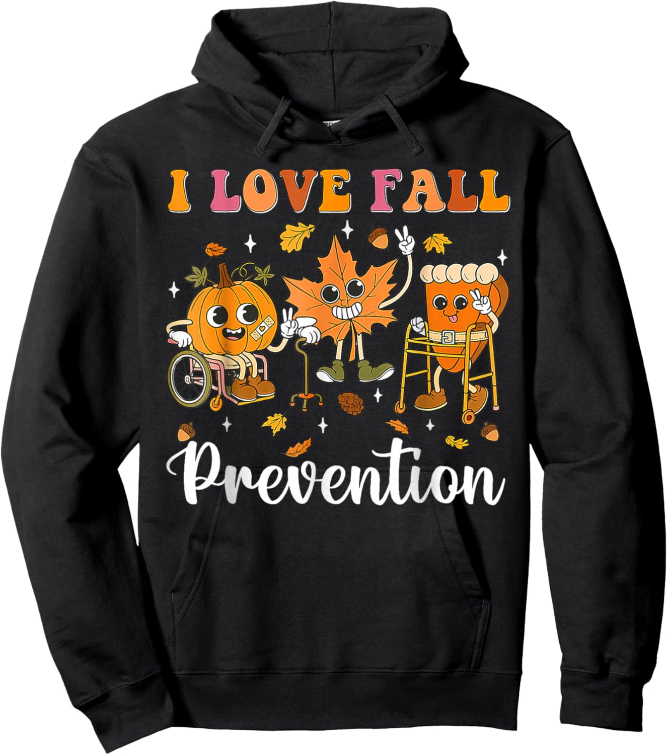 Groovy Retro I Love Fall Prevention Physical Therapy Autumn Hoodie - Hoodie | Black