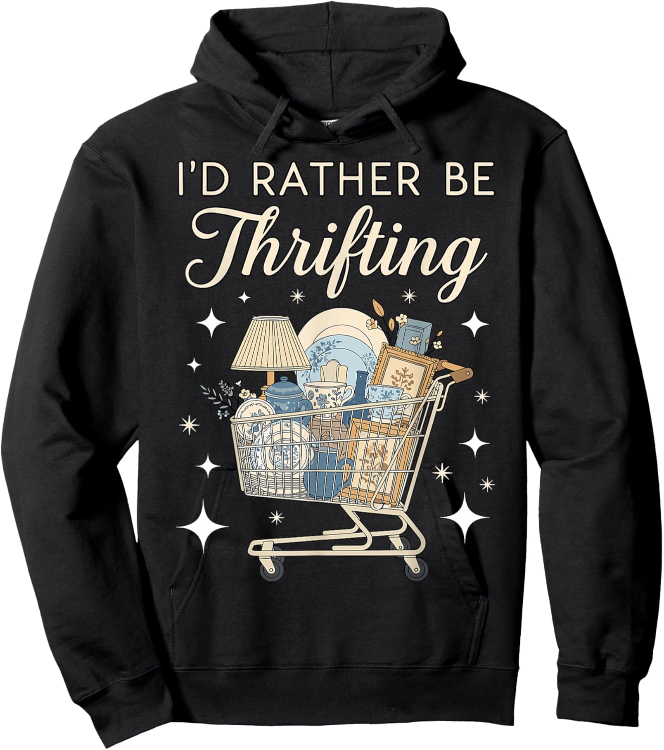I’d Rather Be Thrifting Vintage Shopping Lover Aesthetic Hoodie - Hoodie | Black
