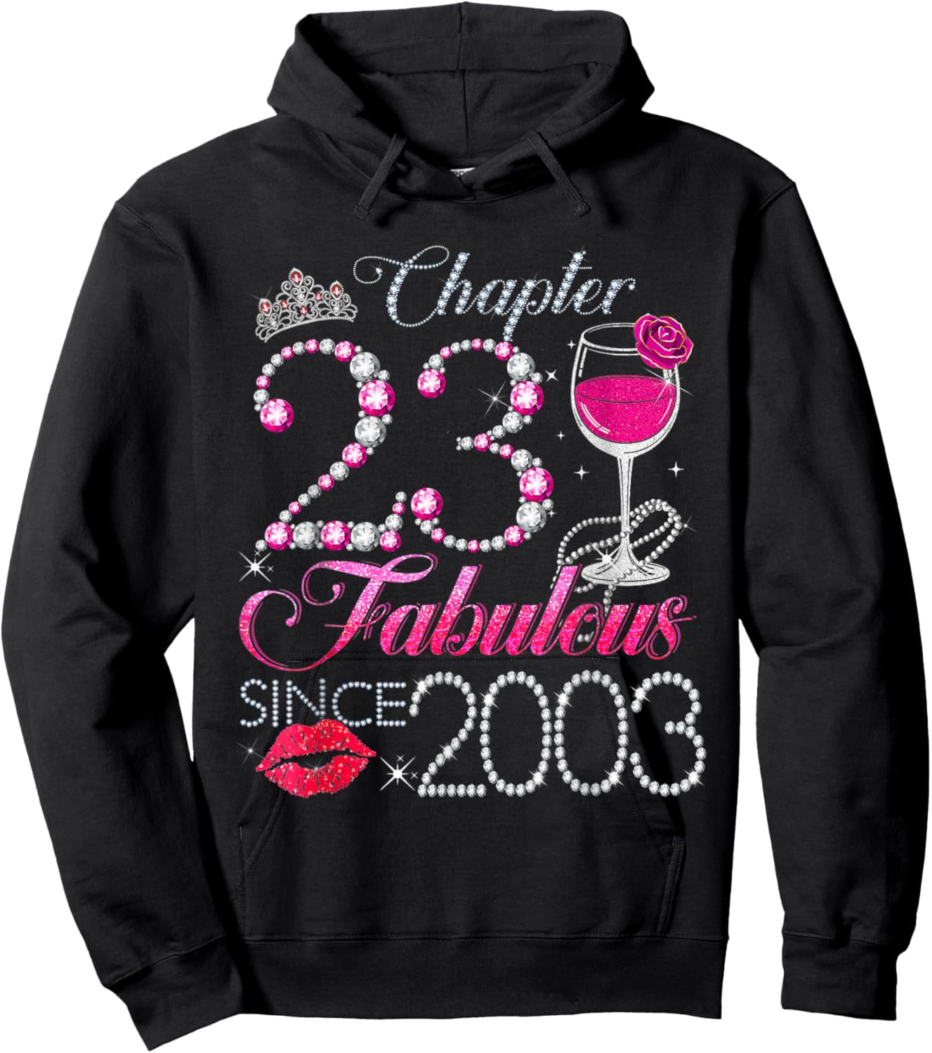 Chapter 23 Fabulous Since 2003 23rd Birthday Queen Diamond Hoodie - Hoodie | Black
