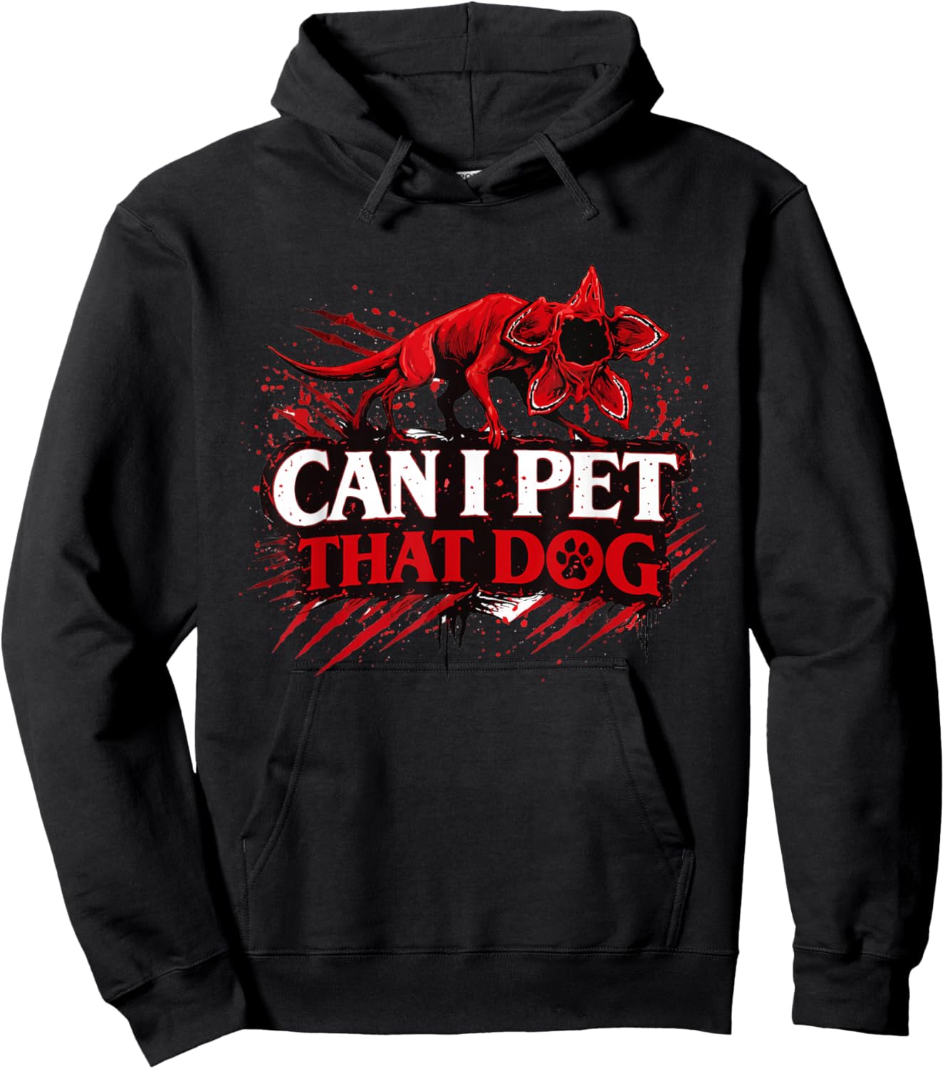 Can I Pet That Dog Demodog Stranger Meme Funny Dog Lover Hoodie - Hoodie | Black