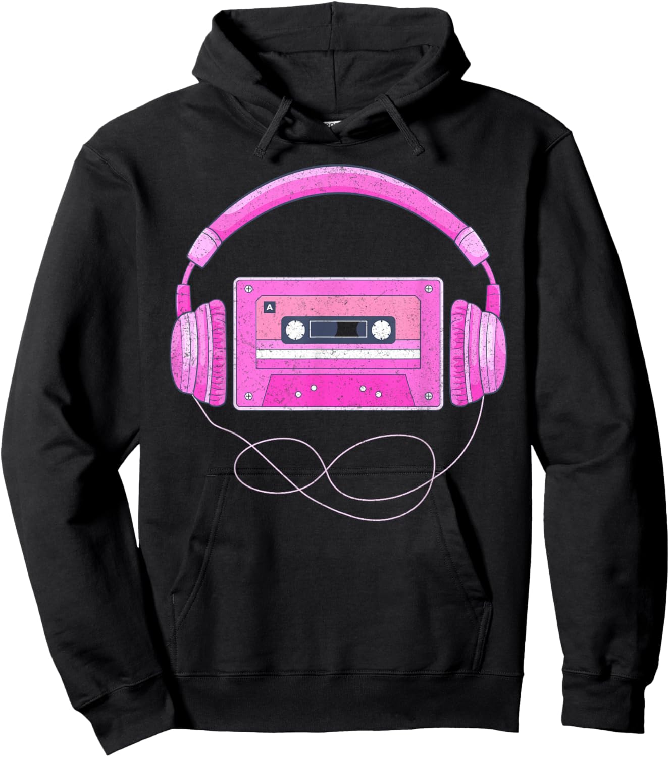 Love 80's 90's Music Retro Style Vintage Headphone Music DJ Hoodie - Hoodie | Black
