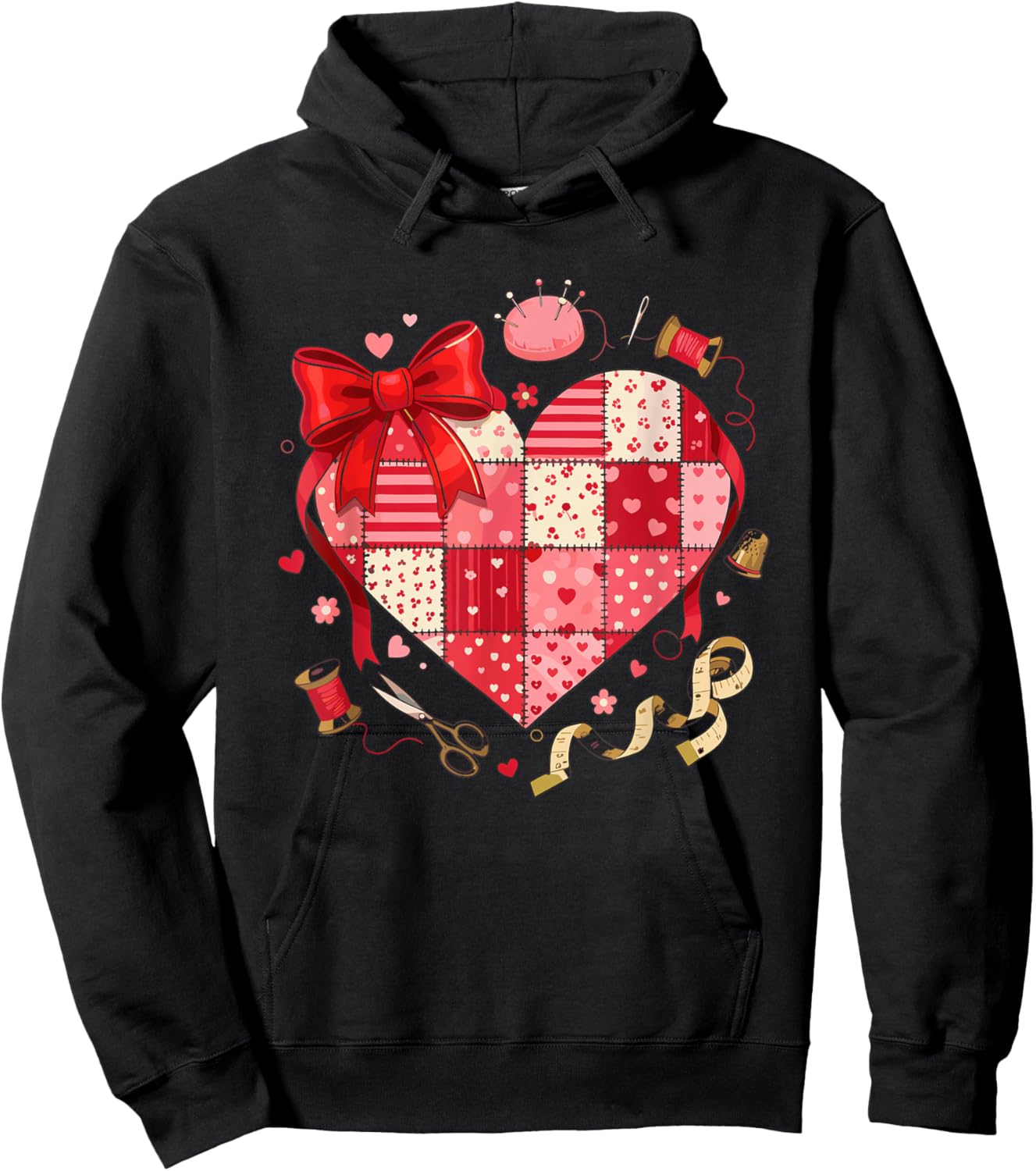 Patchwork Heart Quilting Vintage Country Charm Hoodie - Hoodie | Black