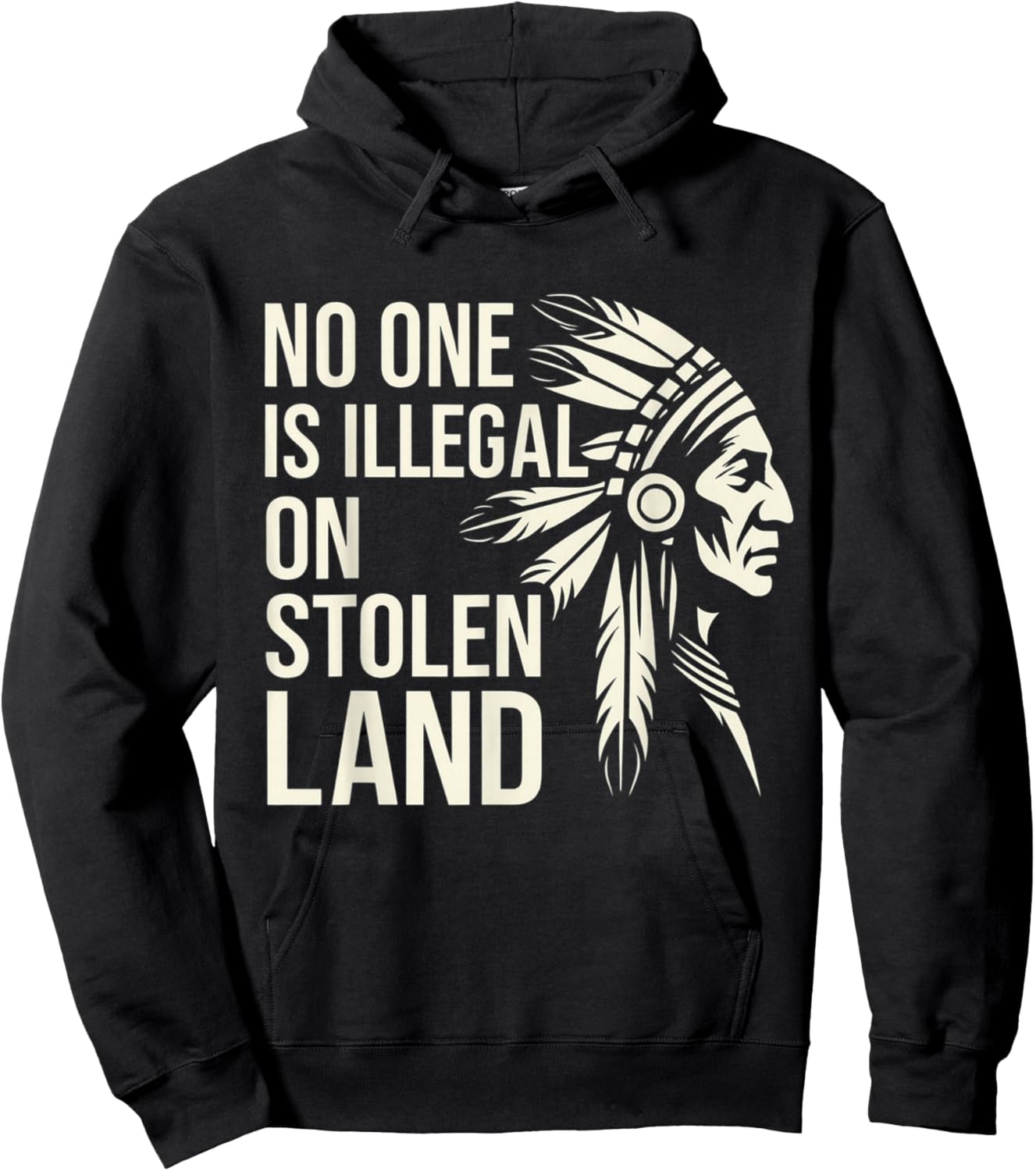 No One is Illegal On Stolen Land Native Americans Vintage Hoodie - Hoodie | Black