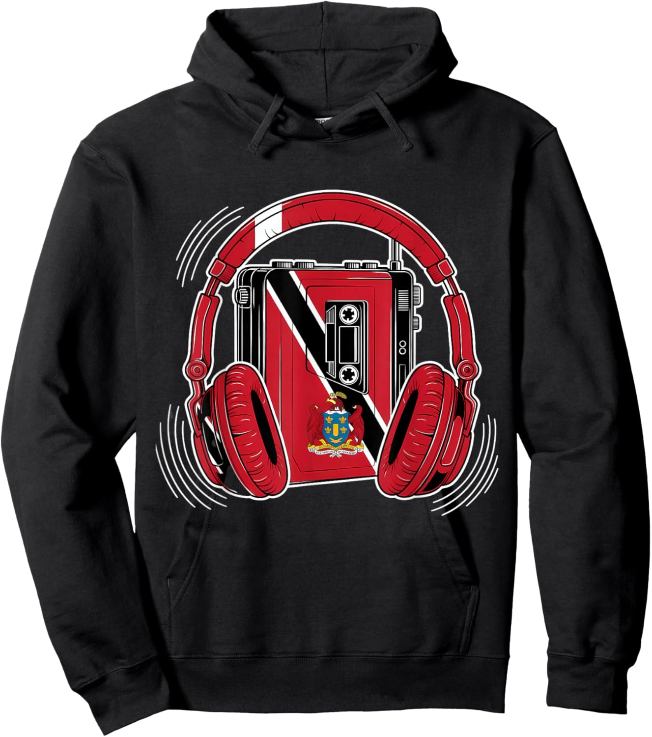 Trinidad and Tobago Flag Headphones Trini Roots Trinidadian Hoodie - Hoodie | Black