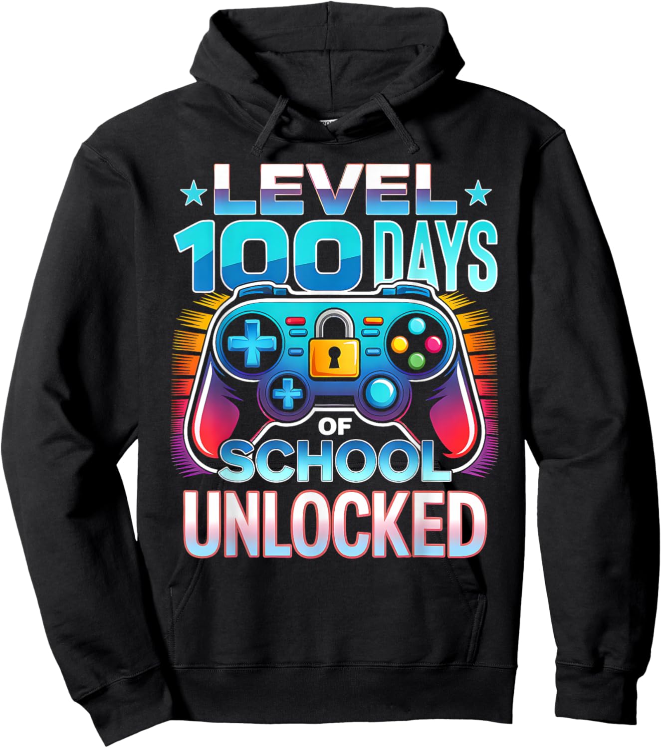 Level 100 Days of School Unlocked 100th Day of School Boys Hoodie - Hoodie | Black