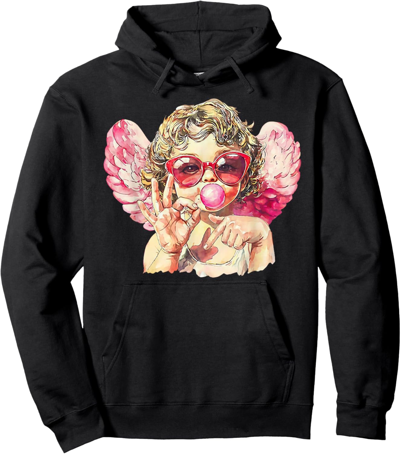 Cute Cupid 67 Trend Bubblegum Pink Valentine Art Hoodie - Hoodie | Black